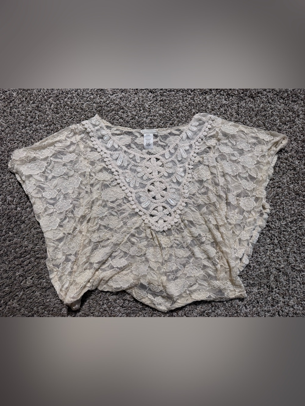 Pretty Good Lace Crochet V-Neck Blouse - Cream